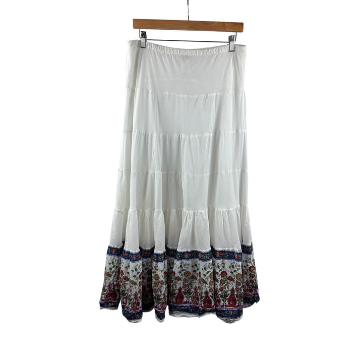 Women’s Bila Large White Maxi Skirt w/ Multicolor Florals