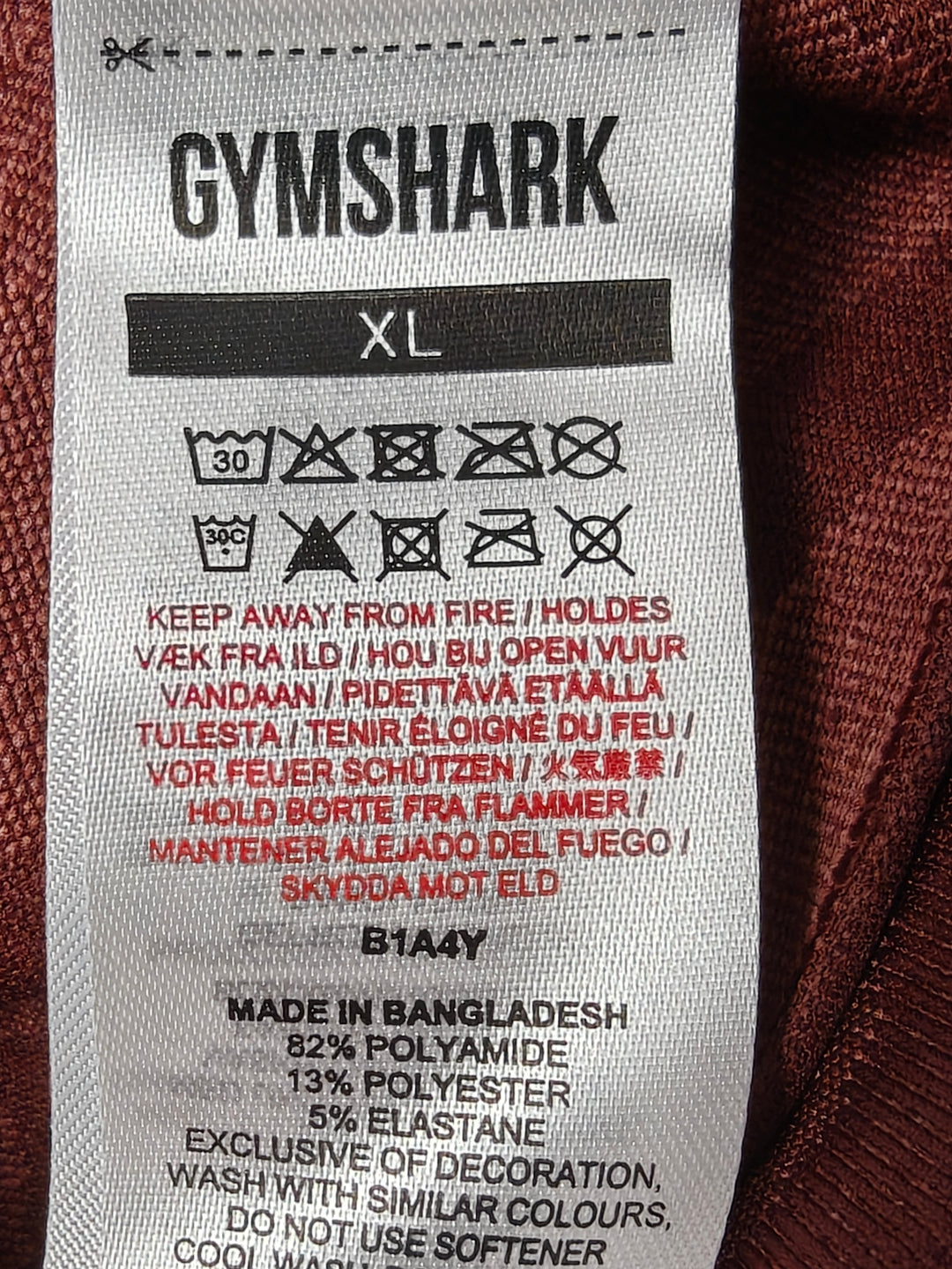 Womens Gymshark Biker Shorts Burgundy Camo XL