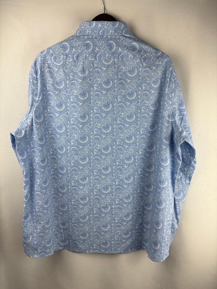 Men’s Michael Kors 2XL Light Blue Paisley Button Up