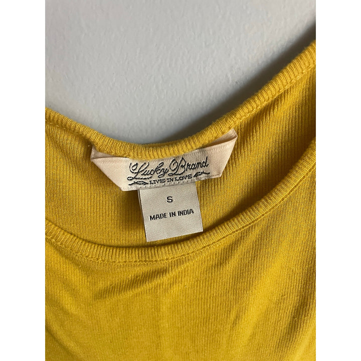 Lucky Brand Yellow Ribbed Tank Top size Small Boho Retro 70s Twee Funky Basic