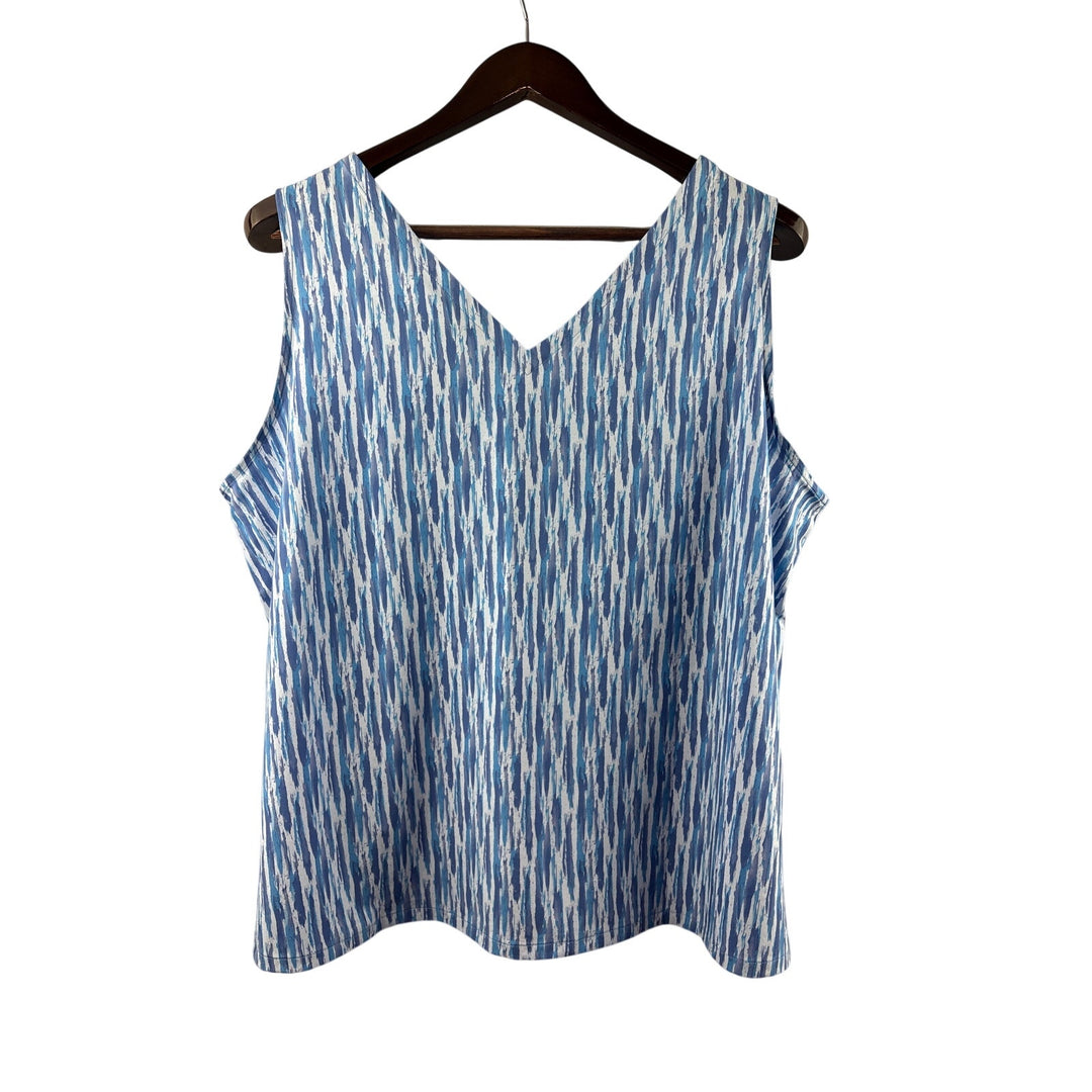Women’s Eddie Bauer XL Blue & White Patterned Sleeveless Blouse