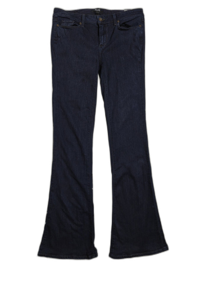 Paige Lou Lou Womens Dark Indigo Flare Jeans Size 31 Premium