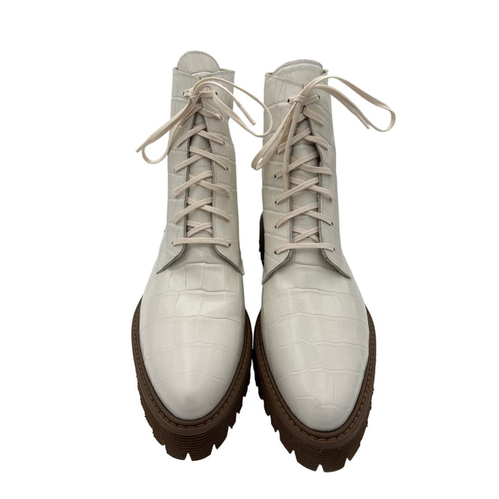 Women’s Frēda Salvador Size 8 White Leather Lace Up Boots