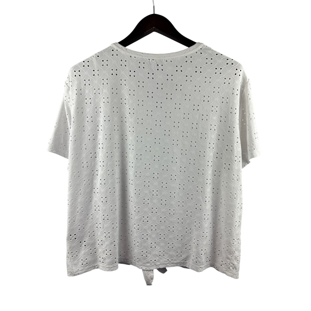 Women’s Zac & Rachel 1X White Waffle Cutout Patterned T-Shirt