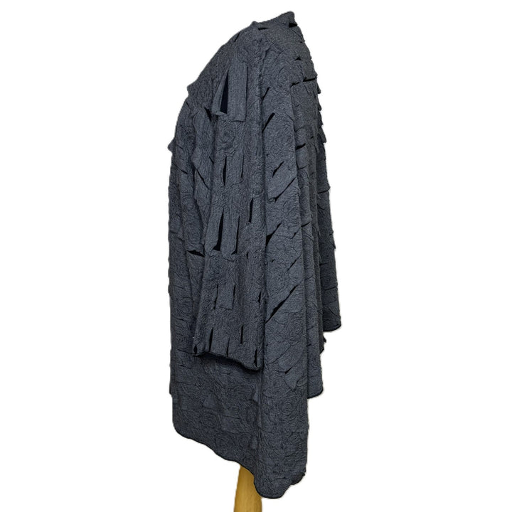 CJ Flint Women's Gray Destructed Open-Front Cardigan. Art-to-Wear, One Size