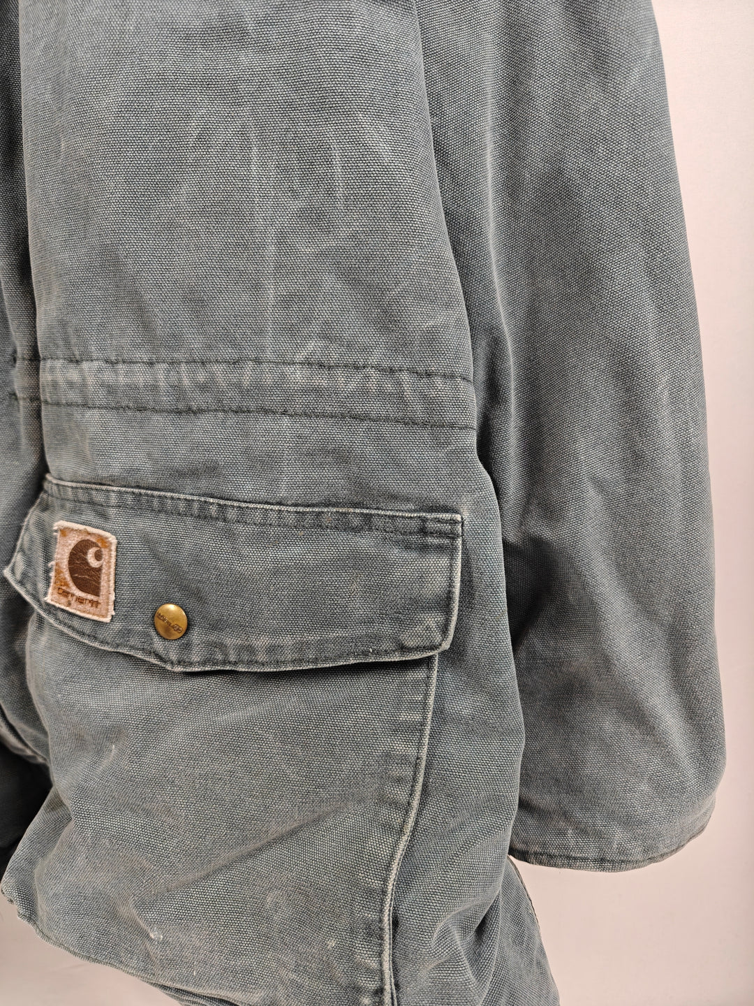 Vintage Carhartt Heavyweight Duck Canvas Work Jacket Faded Blue Gray