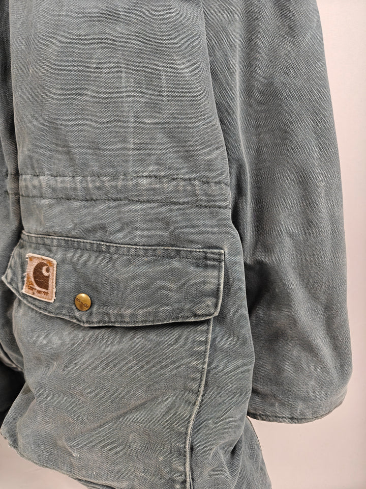 Vintage Carhartt Heavyweight Duck Canvas Work Jacket Faded Blue Gray