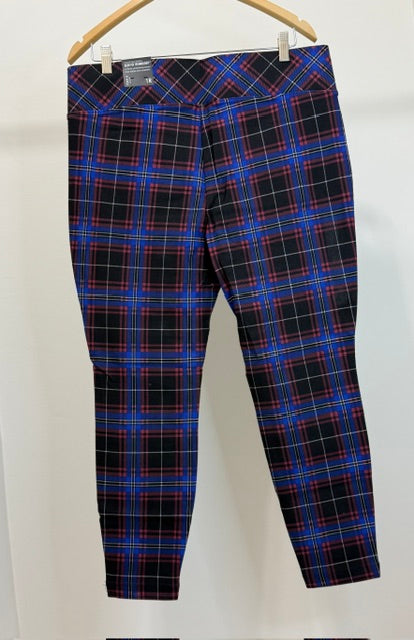 Torrid Pixie Pant -Blue Plaid, High Rise Sz1X(14-16) NWT