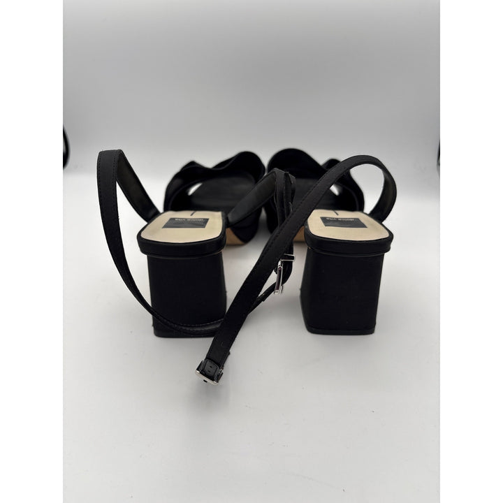 Women’s Dolce Vita Size 7.5 Black Silk Ruffled Strappy Block Heels