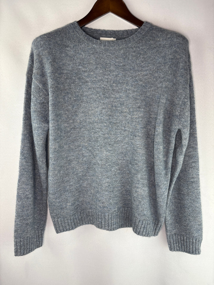 Moia Womens Blue Gray Alpaca Wool Blend Crewneck Sweater One Size