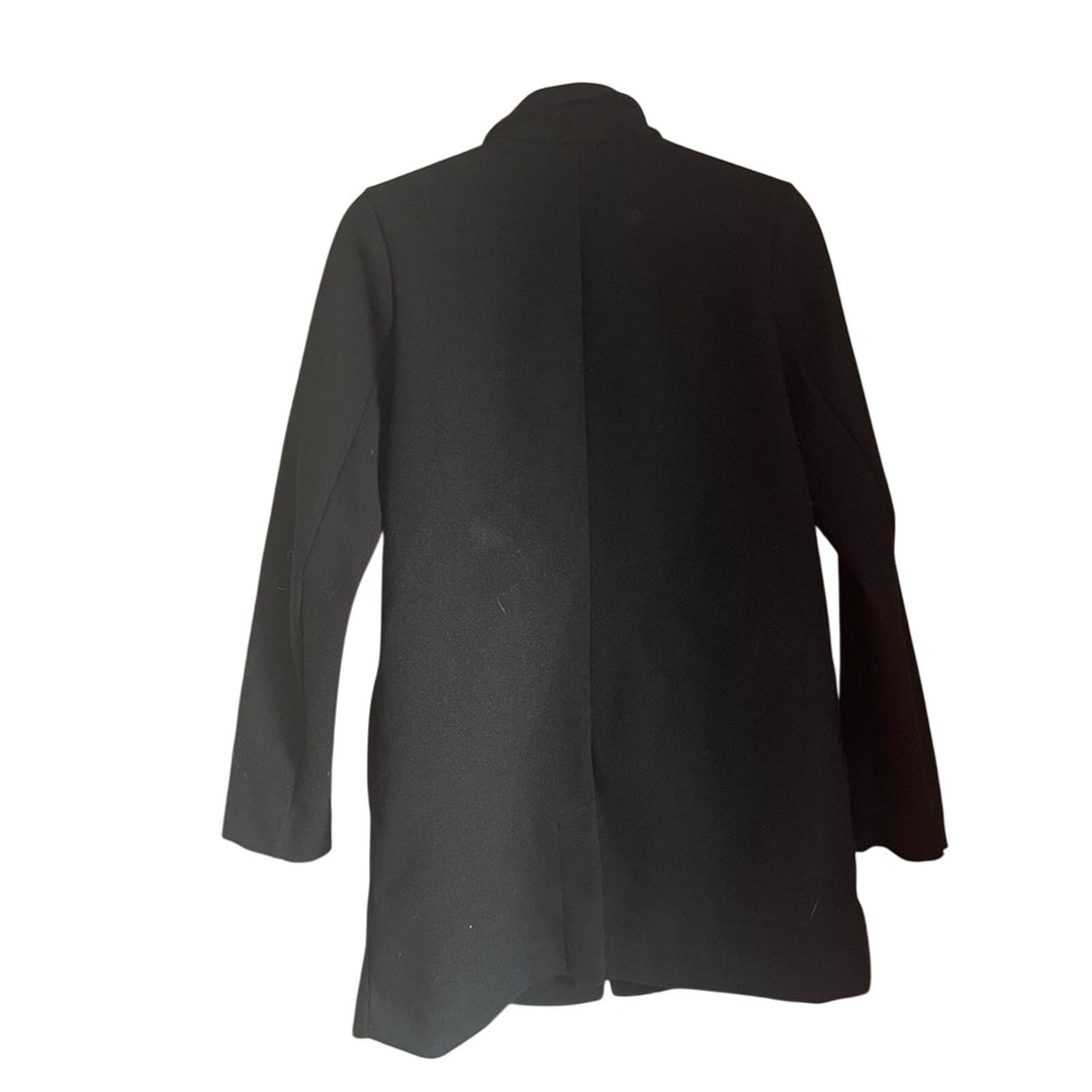 Banana Republic Chic Minimalist Black Pea Coat size Small Capsule Wardrobe