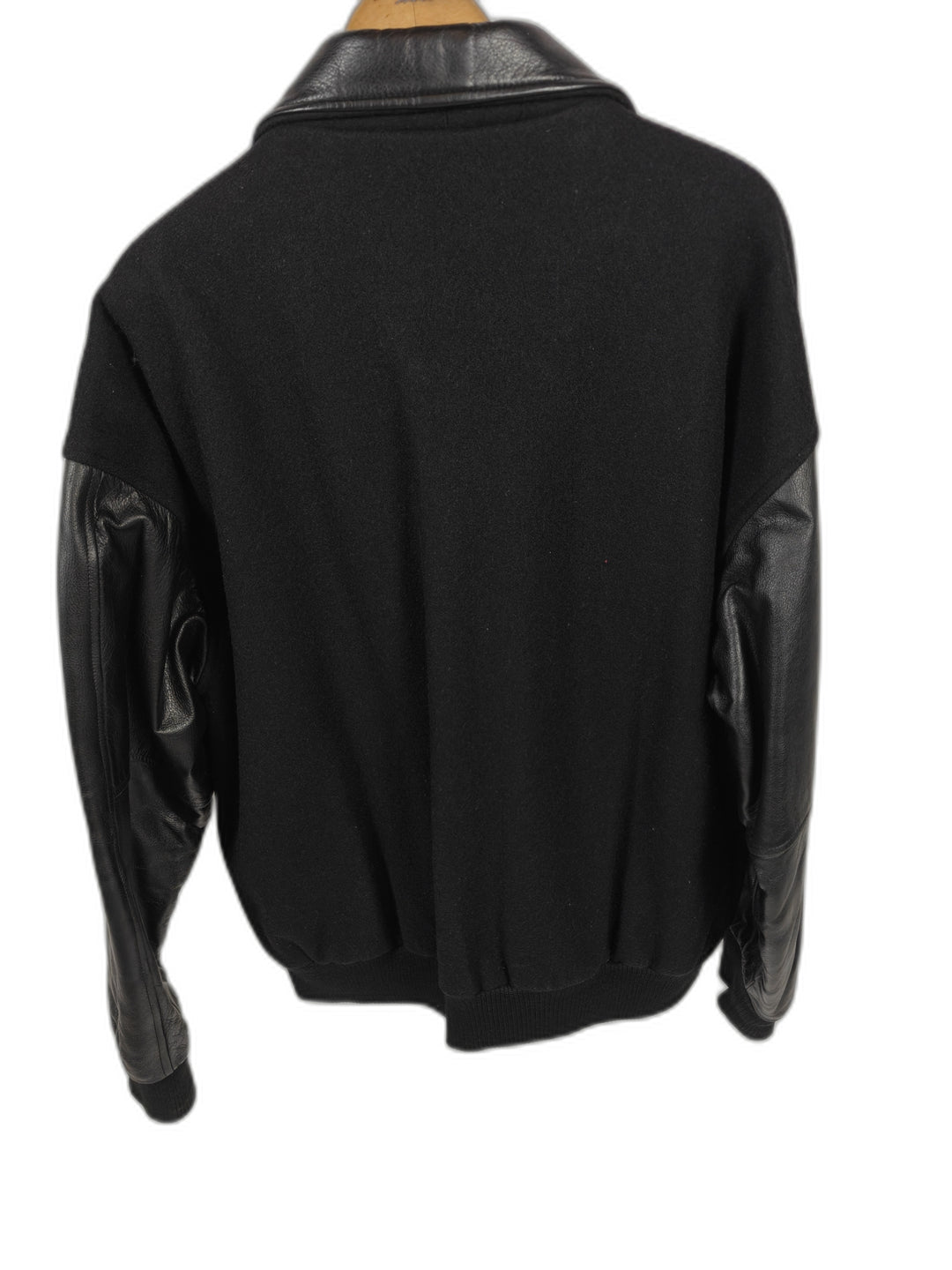 Mens Saxon Vintage Leather GTO Varsity Jacket Black Size 36