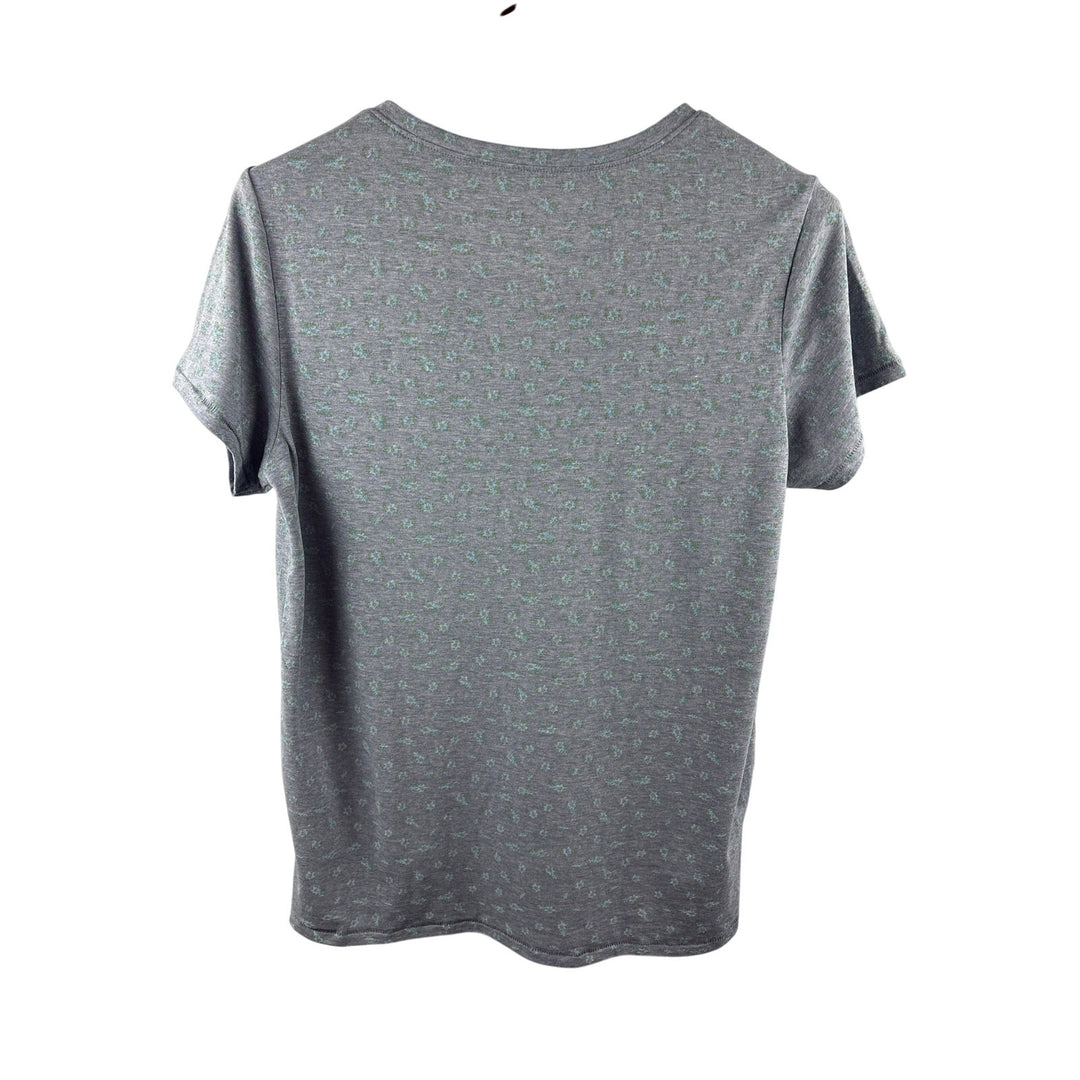 Women’s Lucky Brand Medium Light Grey T-Shirt w/ Teal Flowers