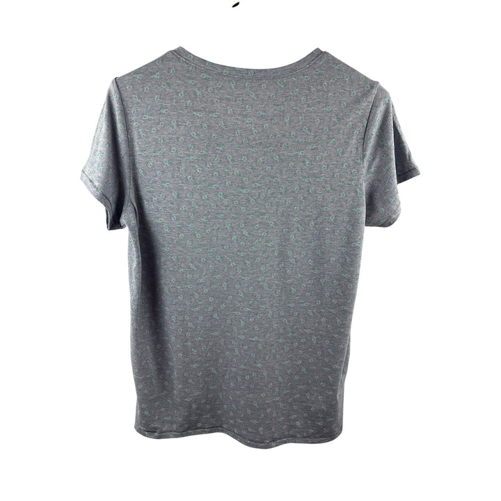 Women’s Lucky Brand Medium Light Grey T-Shirt w/ Teal Flowers