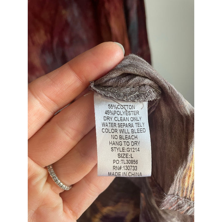 Umgee Tunic Lagenlook Boho Art to Wear Burnout Tie Dye Bell Sleeve Large NWOT