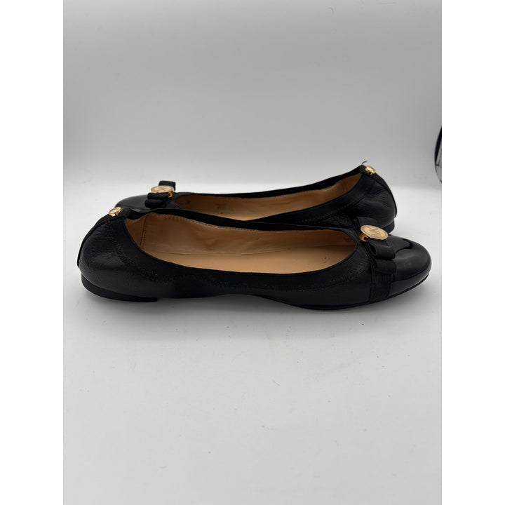 Women’s Michael Kors Size 8 Black Patent Leather Ballet Flats w/ Bow Detail
