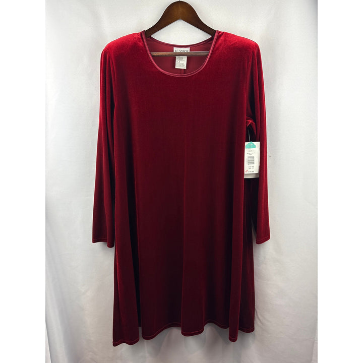 Women’s K.C. Spencer Size 16 Burgundy Velvet Long Sleeve Dress