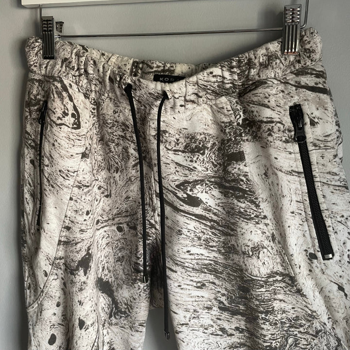 Koral Activewear White Grey Marble Jogger Sweatpants size Medium Low Rise Sweats