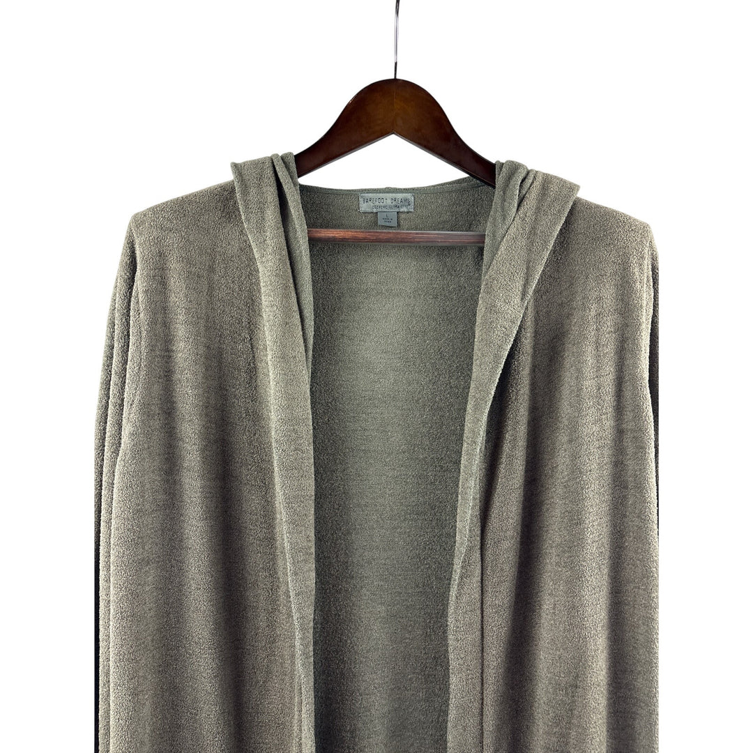 Women’s Barefoot Dreams Large Olive Green Plush Hooded Cardigan