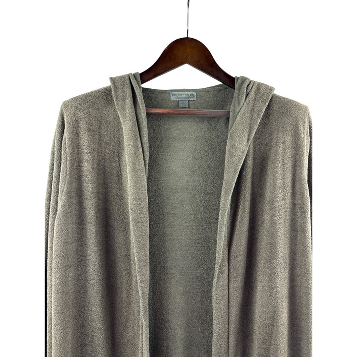 Women’s Barefoot Dreams Large Olive Green Plush Hooded Cardigan