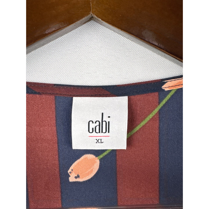 Women’s Cabi XL Navy & Maroon Floral Sleeveless Button Up Blouse