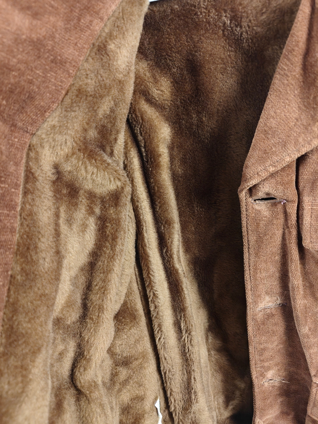 Mens Towncraft Brown Velour Faux Fur Lined Jacket Size L