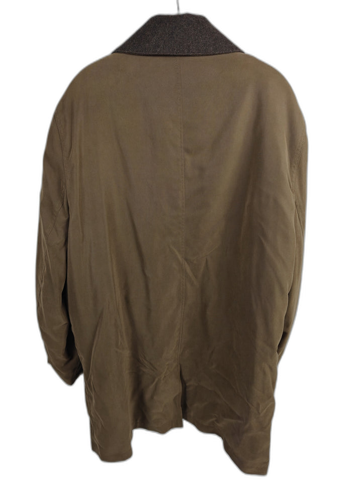 Classic Johnston Murphy Mens Tan Wool Collar Car Coat Size L