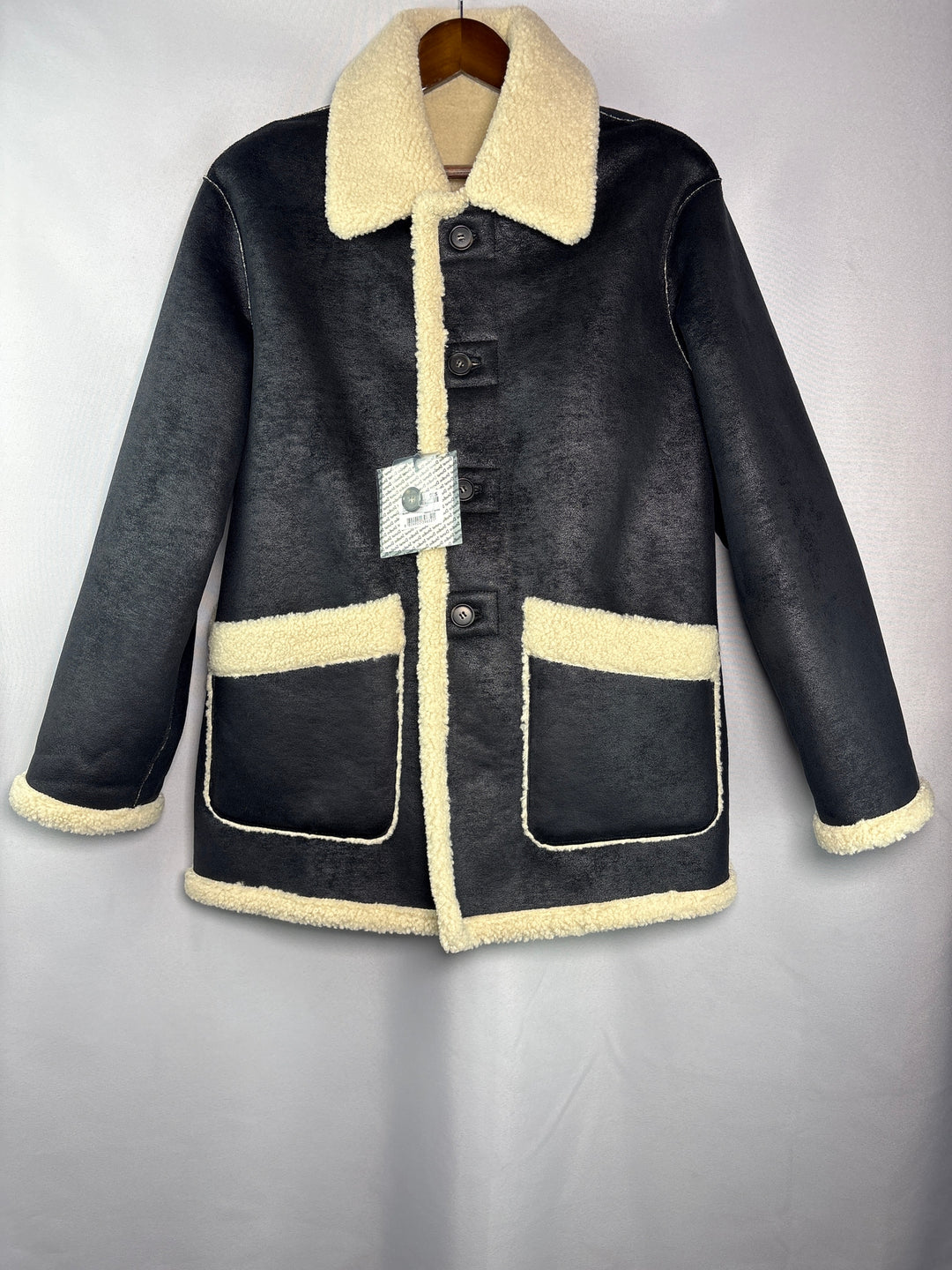 Dunst Unisex Small Reversible Black &amp; Cream Shearling Jacket