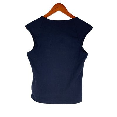 J.Crew Womens Navy Blue Square Neck Top M Cotton Blend