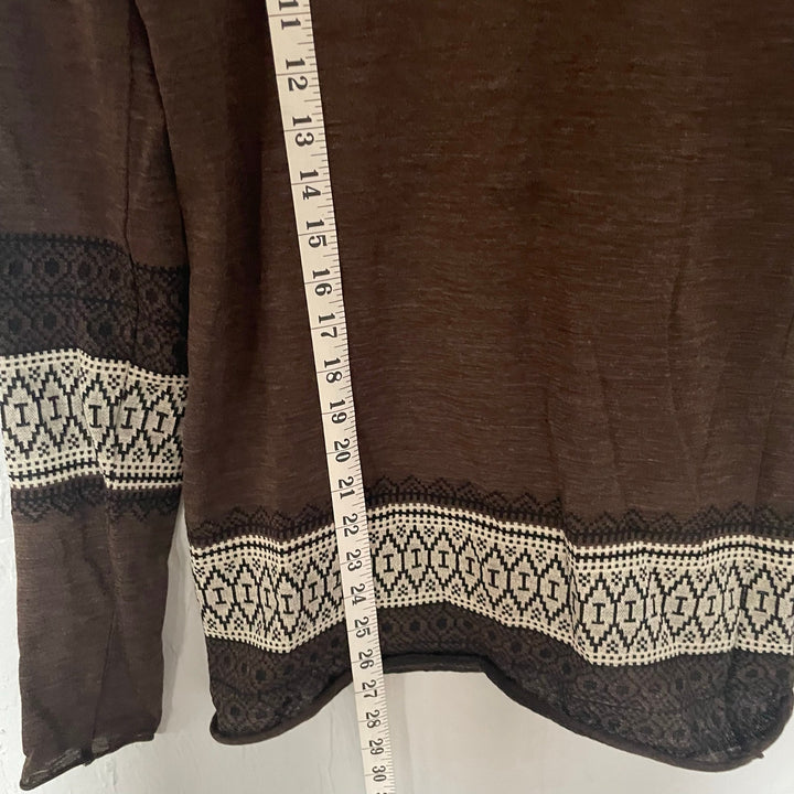 Hache Brown 100% Wool Cottage Lightweight Fair Isle Sweater size 40 EU M US