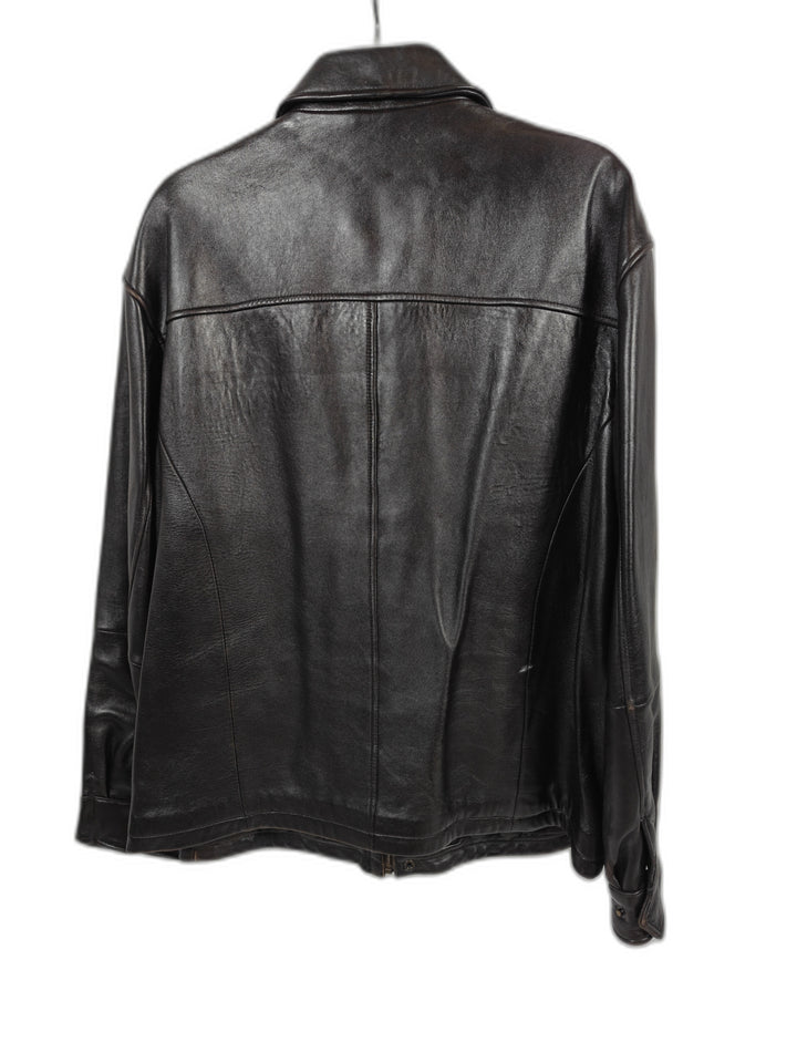 Mens Jos A Bank Genuine Leather Jacket Dark Brown Bomber XXL