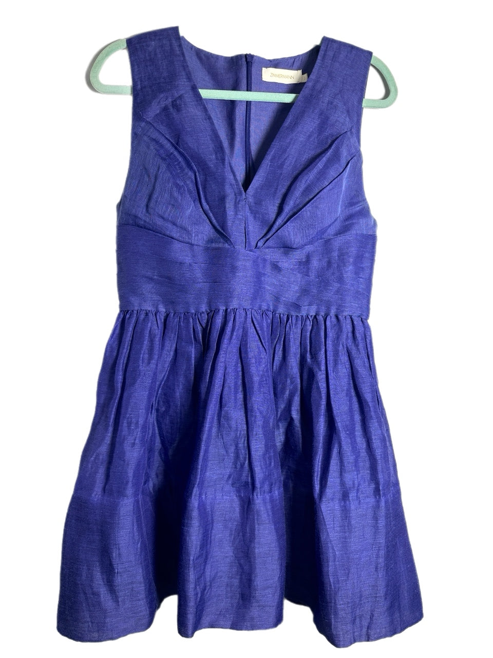 Womens Zimmerman Tama Linen Silk Ultramarine Mini Dress Size 3