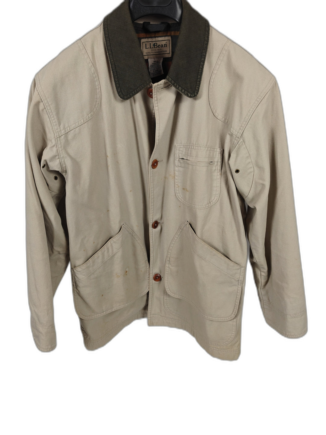 Mens LLBean Beige Barn Coat Medium Regular Plaid Lined Jacket