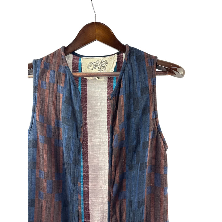 Women’s Ace & Jig XS Blue, Brown, & Black Patterned Long Vest