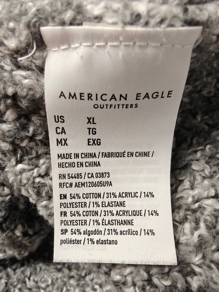 American Eagle Womens Chunky Knit Turtleneck Sweater Heather Gray Size XL