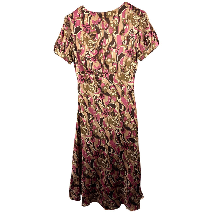 Women’s Vintage Laundry Size 8 Pink & Brown Patterned Silk Dress