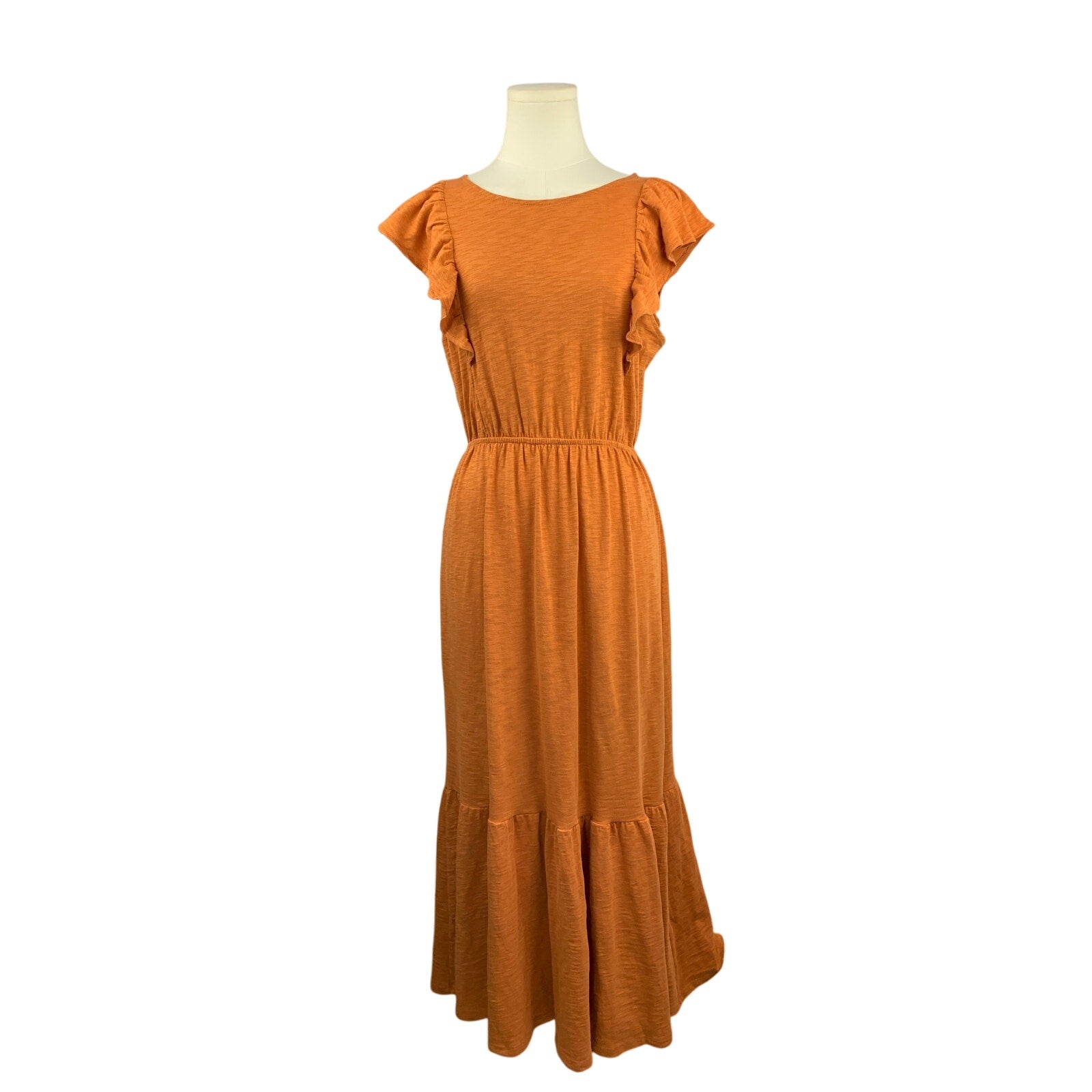 Women's J.Crew Orange Long Summer Dress , 100% Cotton - Size S
