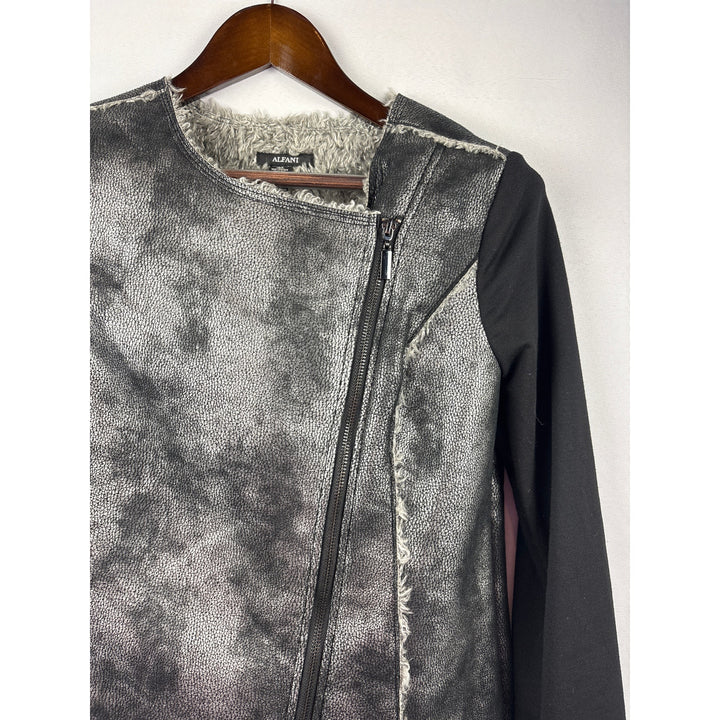 Women’s Alfani XS Grey Suede Jacket w/ Shirt Sleeves & Fur Lined