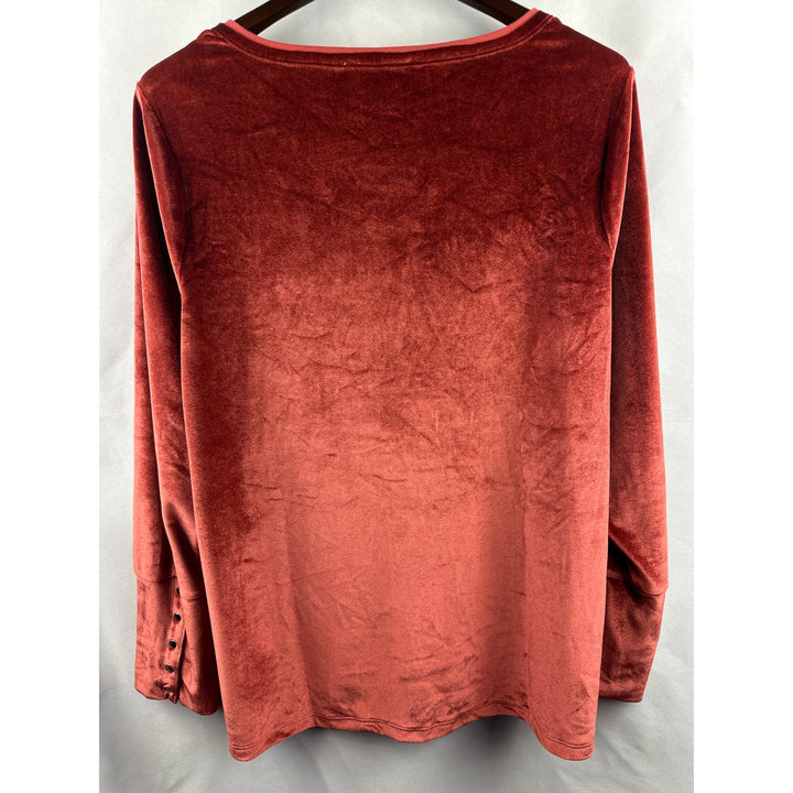 Women’s We By Living In Yellow Velvet V-Neck Blouse Rust Orange Size 1X