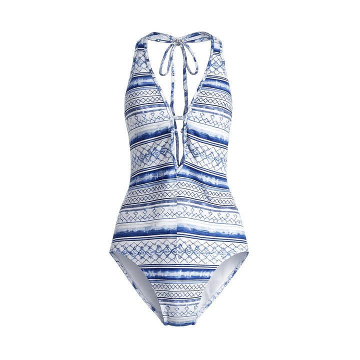 Jets Australia by Jessica Allen One Piece Swimsuit Bathing Suit Boho Blue Open Back size 4
