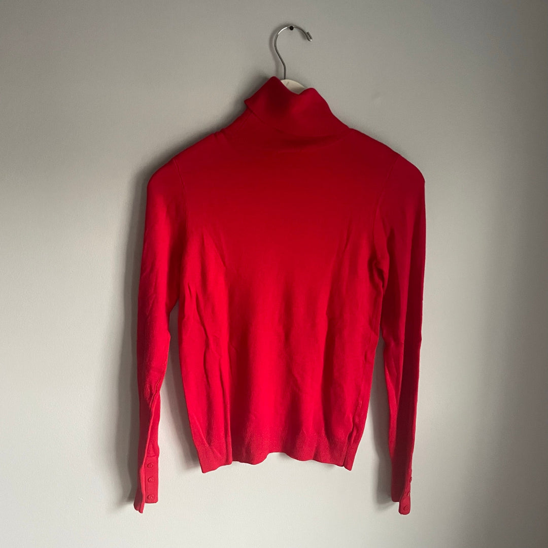 Ann Taylor Factory Cherry Red Holiday Turtleneck Basic Minimalist NWT Size XS