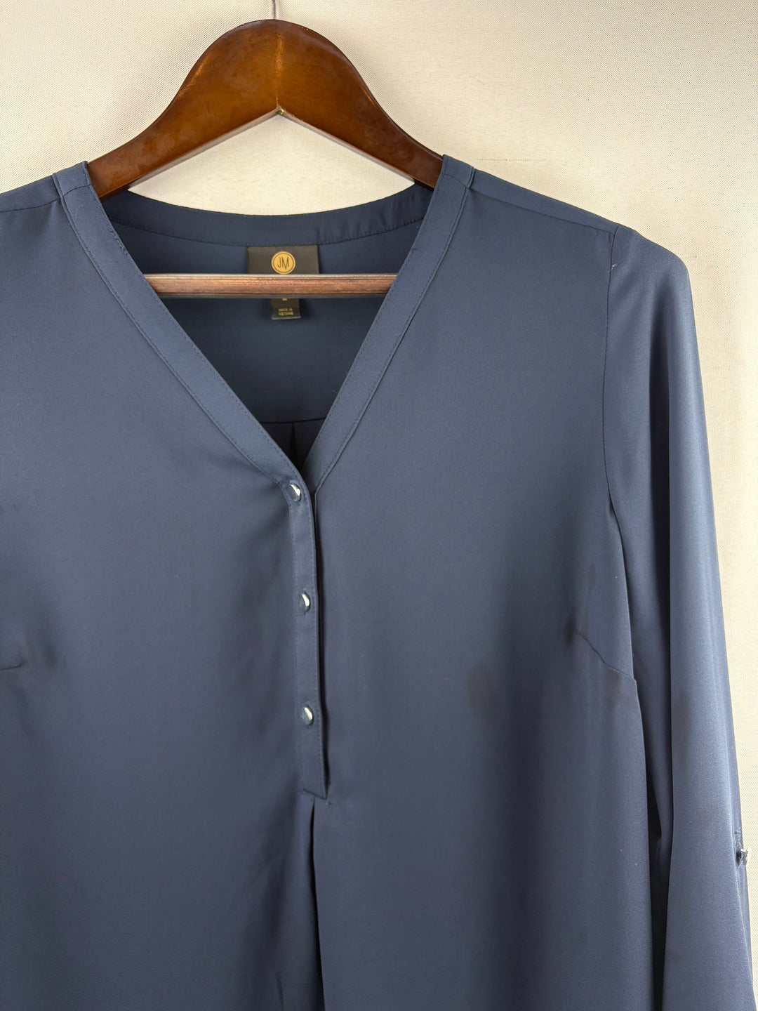 Women’s JM Collection Medium Dark Navy Blouse w/ Silver Buttons