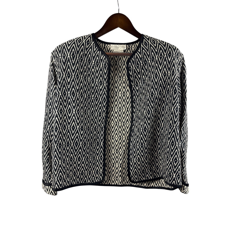 Women’s Vintage Doncaster Size 10 Black & White Diamond Patterned Blazer