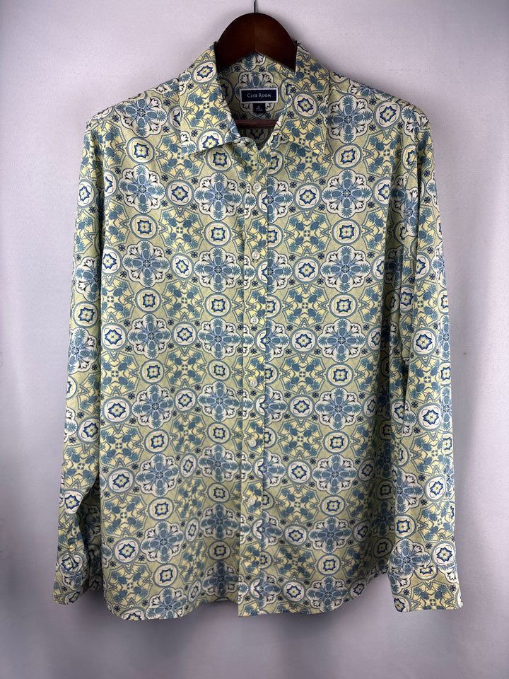 Men’s Club Room XL Yellow &amp; Blue Patterned Button Down