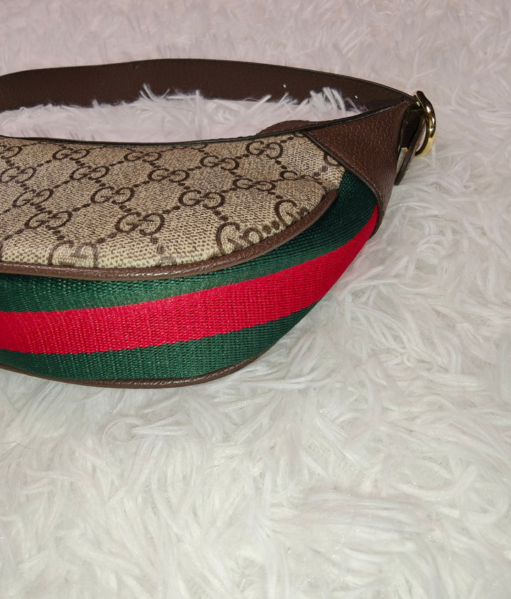 Women Gucci Style Half Moon Hobo Bag Brown Beige Green Red