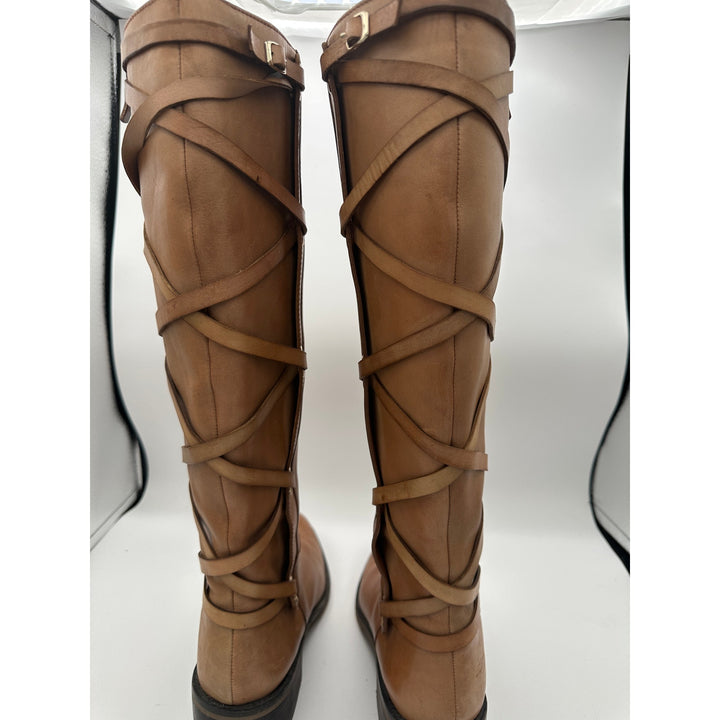 Women’s BCBGeneration Janiss Luggage Leather Riding Boots Tan Size 8