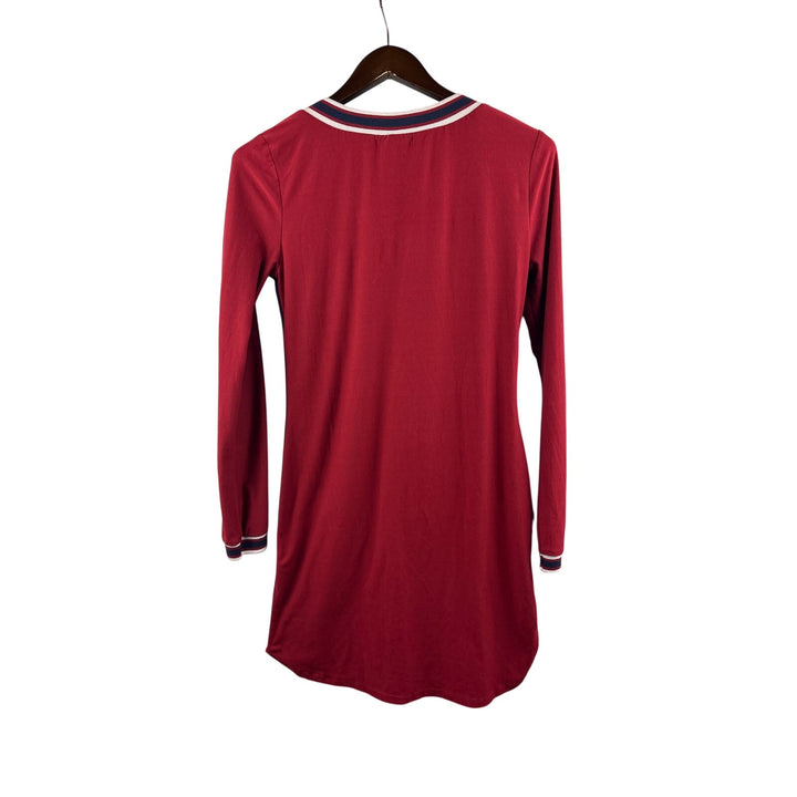 Women’s Derek Heart Large Burgundy Bodycon Dress w/ Navy & White Striped Detail