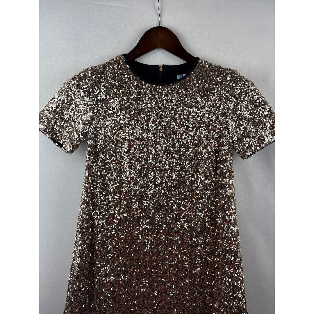 Women’s Draper James Size 2 Gold Sequin Short Sleeve Mini Dress
