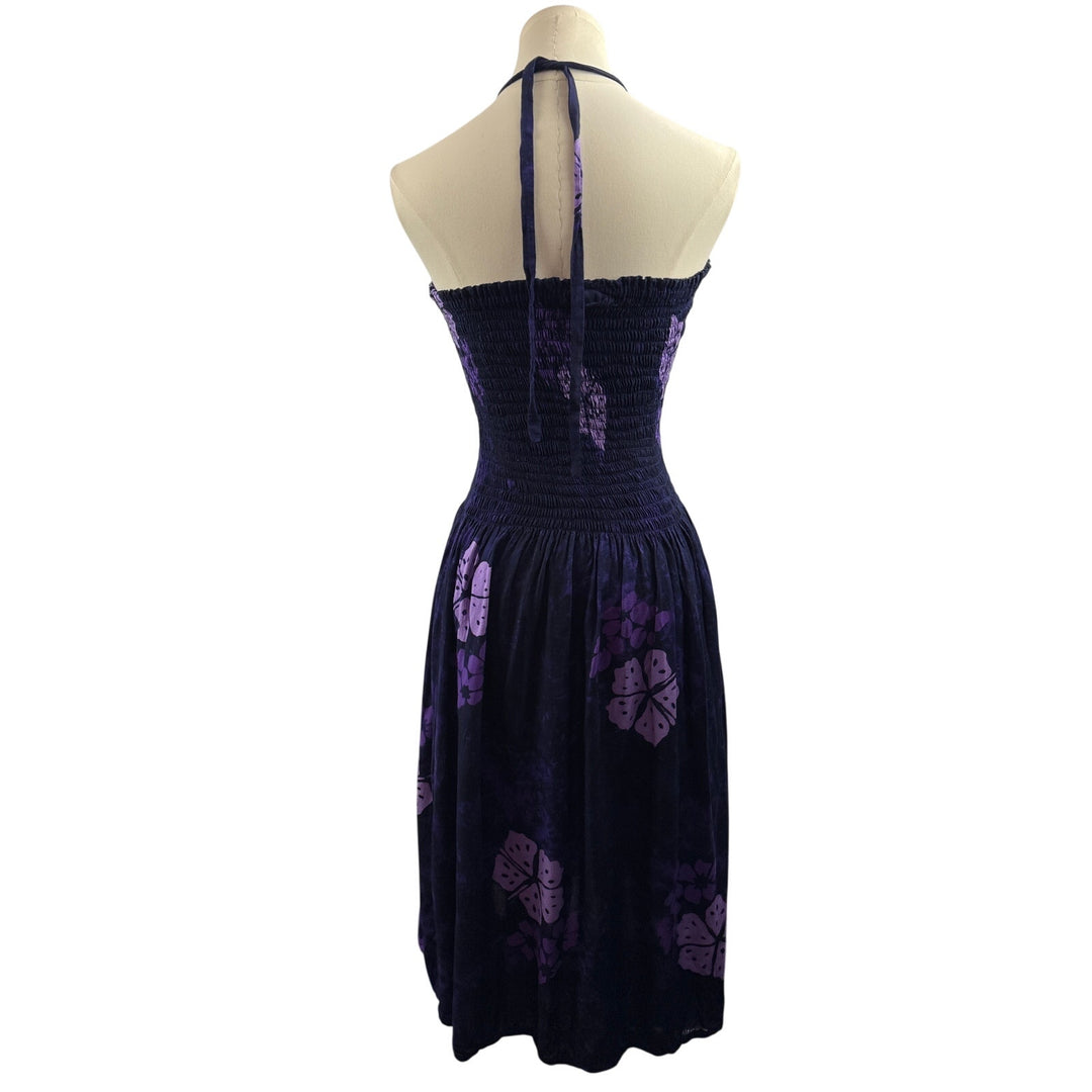 Women’s Young’s Fashion O/S Indigo & Purple Floral Halter Dress