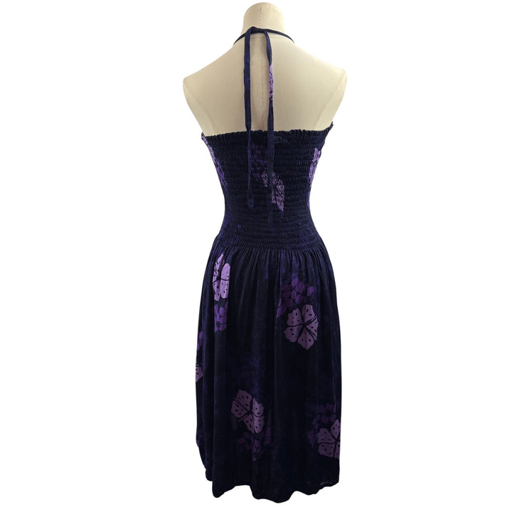 Women’s Young’s Fashion O/S Indigo & Purple Floral Halter Dress